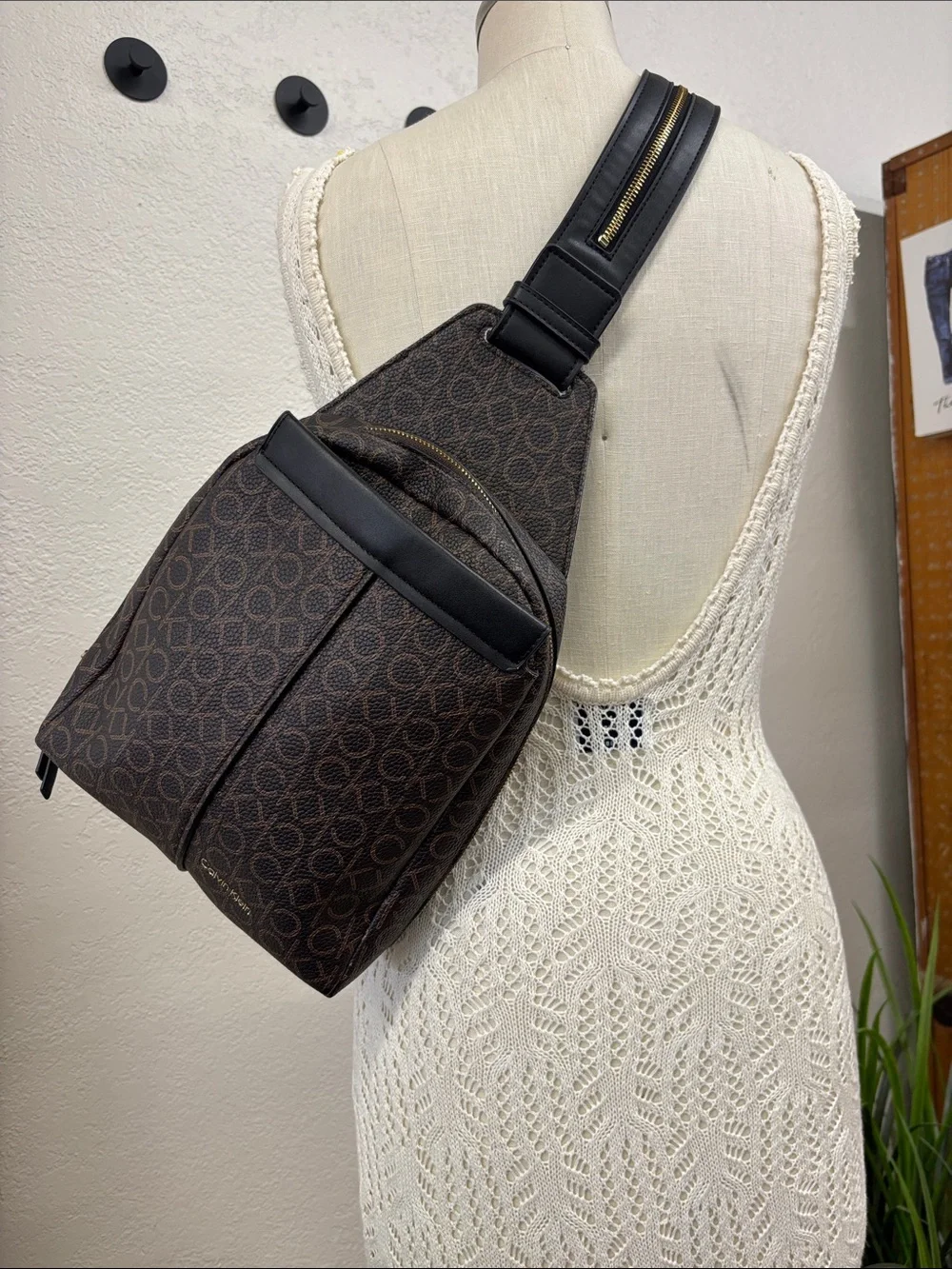 Calvin Klein Millie Signature Convertible Sling Backpack